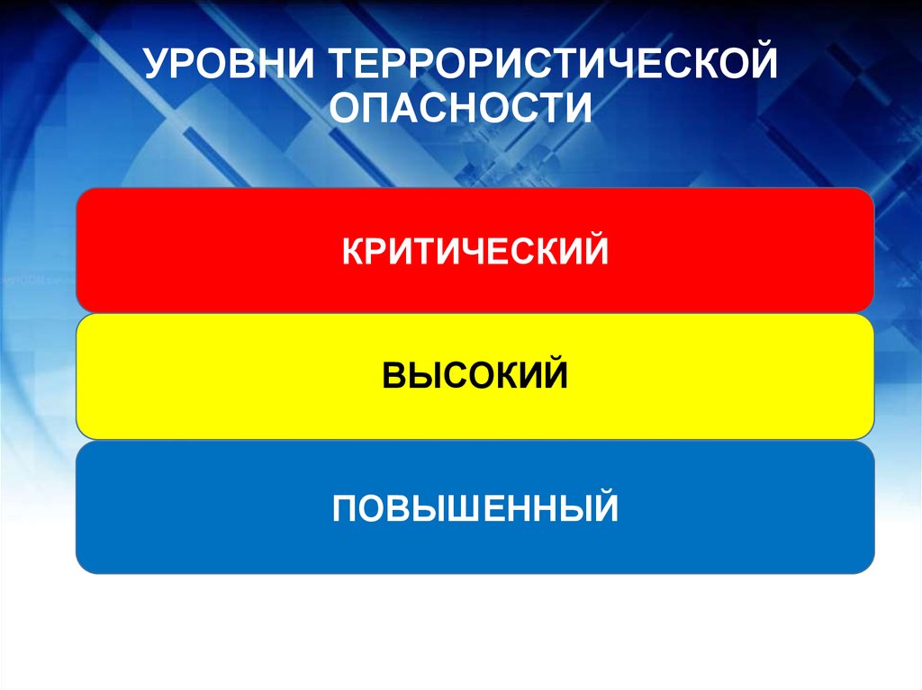 ПАМЯТКА гражданам об их действиях при установлении уровней  террористической опасности